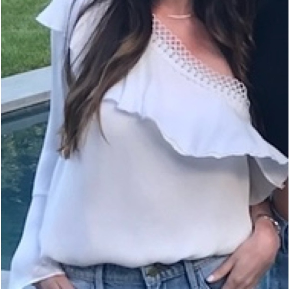 Intermix One Shoulder Ivory Blouse
